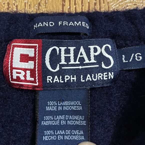 Chaps RL Women’s Navy 100% Lambswool US Flag Logo Winter Casual Sweater Sz-S/M - Picture 4 of 6
